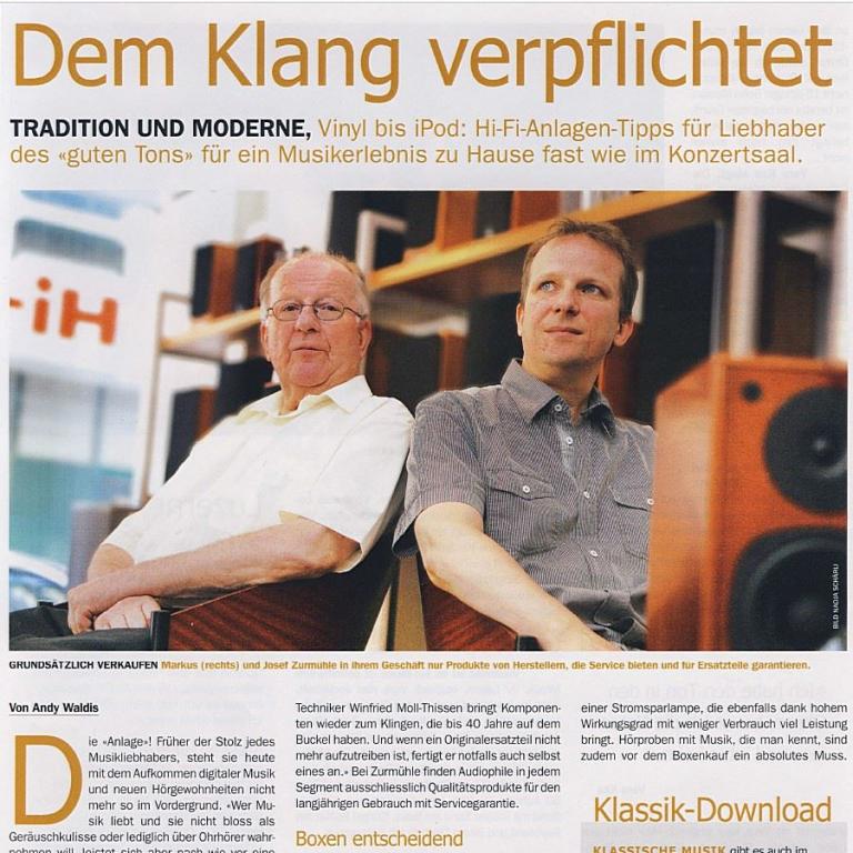 Neue Luzerner Zeitung Hifi Zurmühle Jubiläum Audio High-End Lautsprecher Streaming 